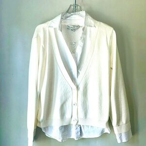 English Factory Mixed Media Cardigan NWT Sz Small White